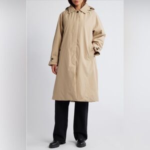SAVE THE DUCK Zoey Water-Repellent Beige Hooded Trench Coat